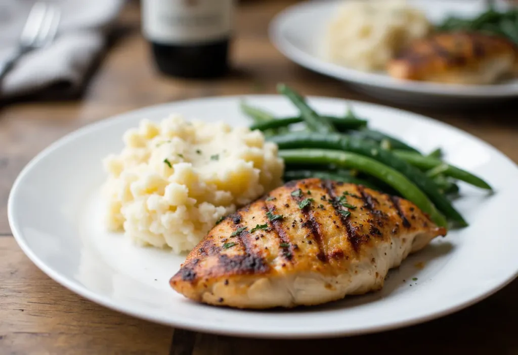 Mashed potato cauliflower recipes served with grilled chicken dinner