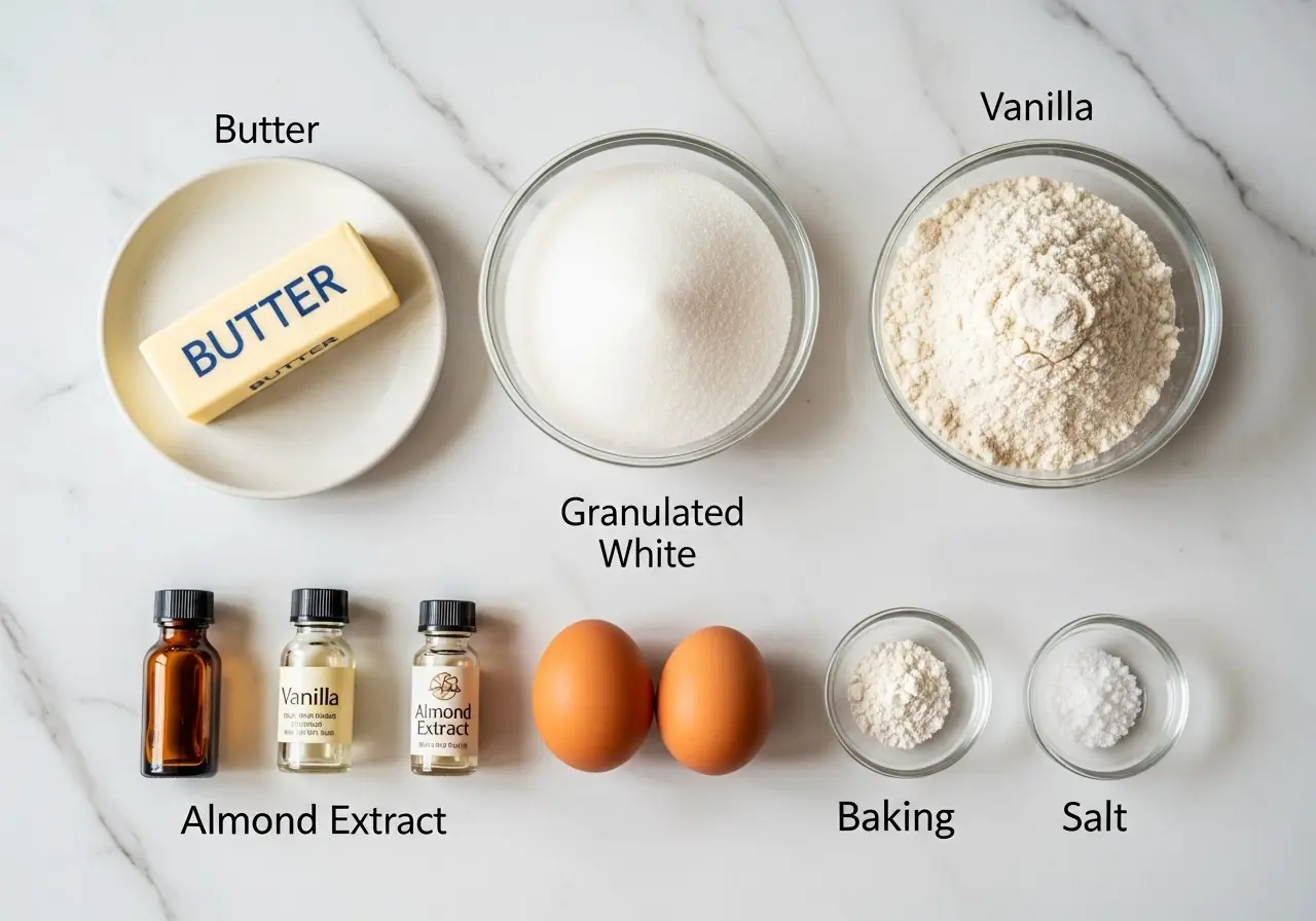 The Ultimate Sugar Cookie Bar Recipe: Soft, Buttery, and Ready in 30 Minutes 3 Sugar cookie bar recipe ingredients laid out including butter, sugar, eggs, and flour for easy cookie recipes