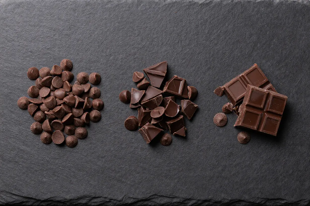 How I Finally Made Bakery Style Chocolate Chip Cookies at Home (And You Can Too) 5 Different types of chocolate chips and chunks used in bakery style chocolate chip cookies