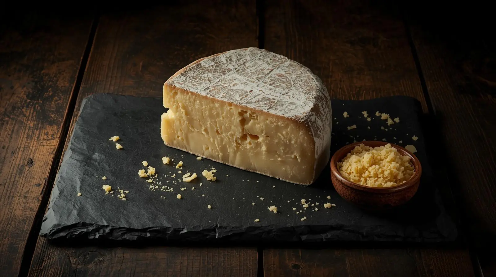 Best Substitute for Cotija Cheese That Actually Work 6 Hard Romano cheese wedge with crumbled pieces as bold flavored substitute for cotija cheese