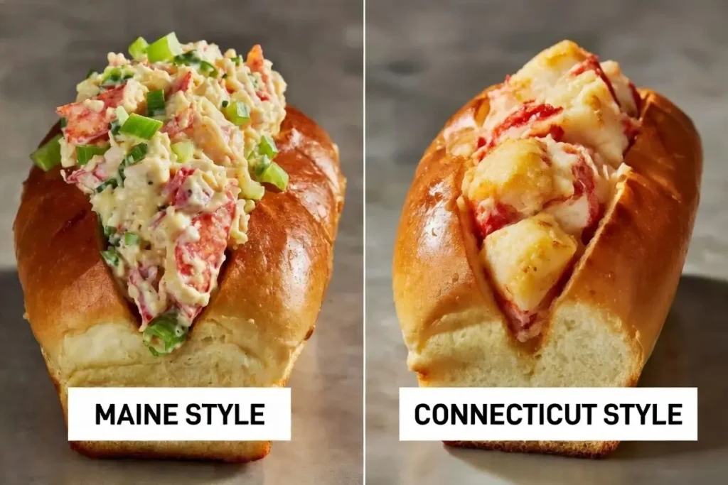 Maine style vs Connecticut style lobster roll recipe comparison