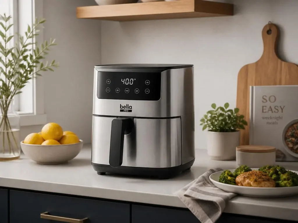 Affordable stainless steel air fryer basket with PFAS-free ceramic coating for budget-conscious healthy cooking