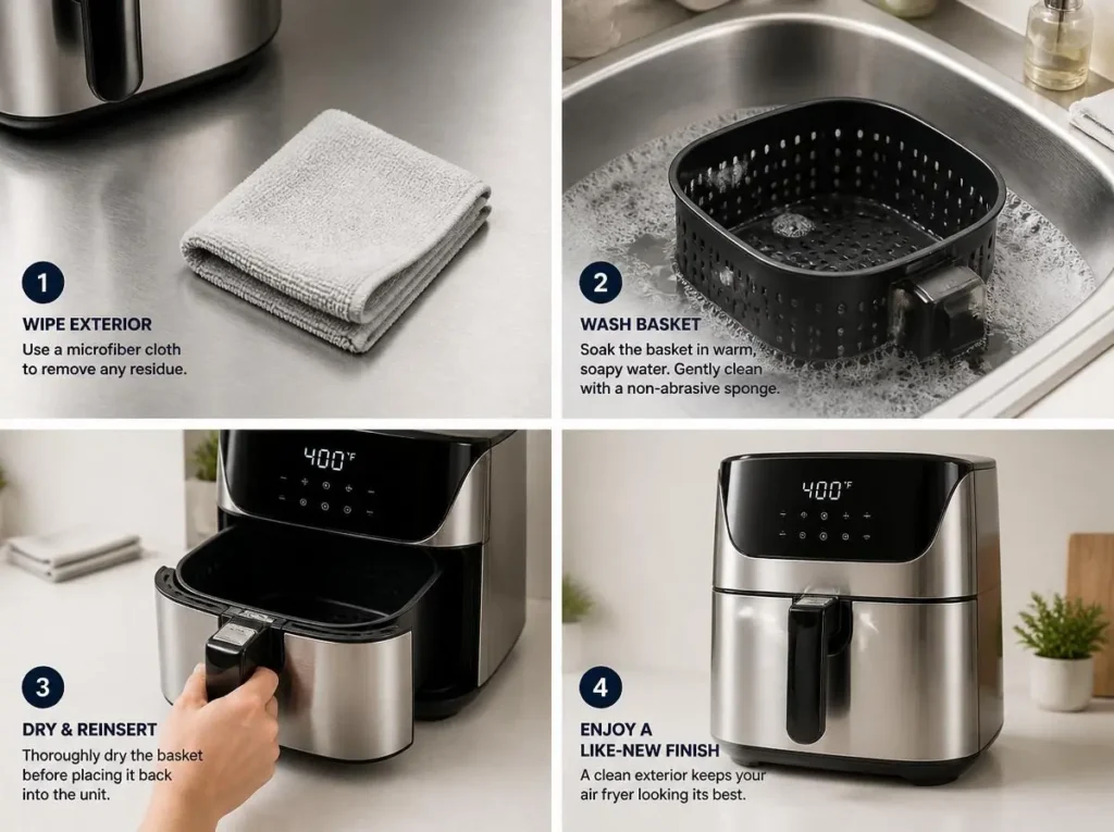 Step-by-step care guide for maintaining stainless steel air fryer basket to keep it non-toxic and like new