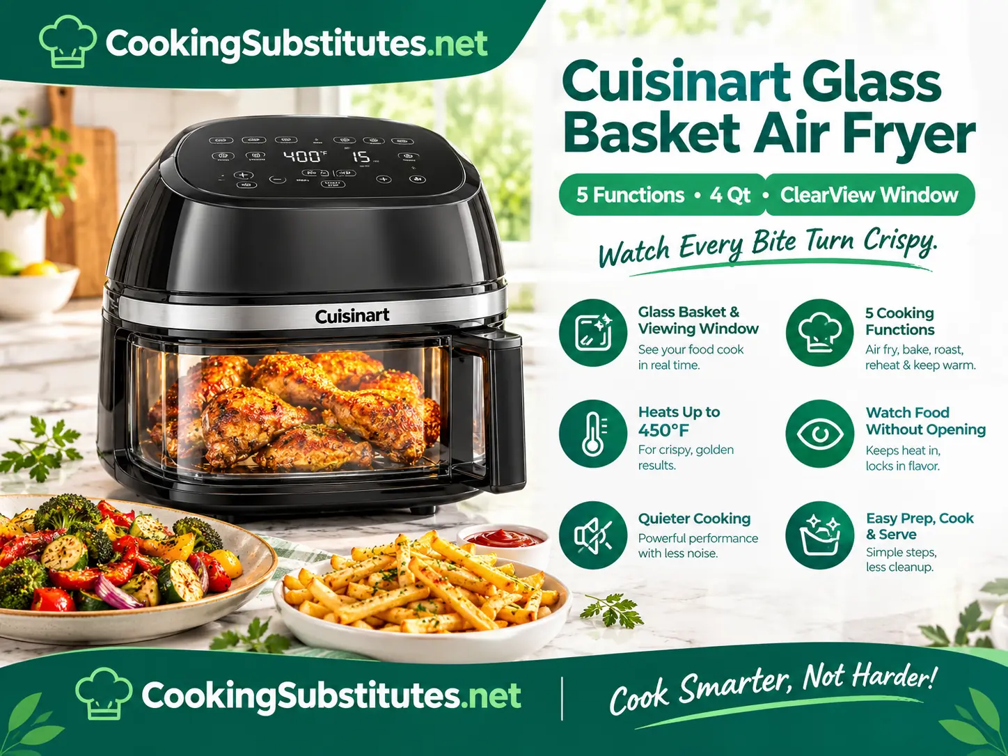 Best Ceramic Air Fryers: 5 Safe Picks I Trust in 2026 5 Glass basket air fryer with ceramic nonstick crisper plate showing crispy food inside