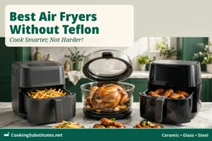 Best air fryers without Teflon — ceramic, glass, and steel models with fries, wings, and a roasted chicken