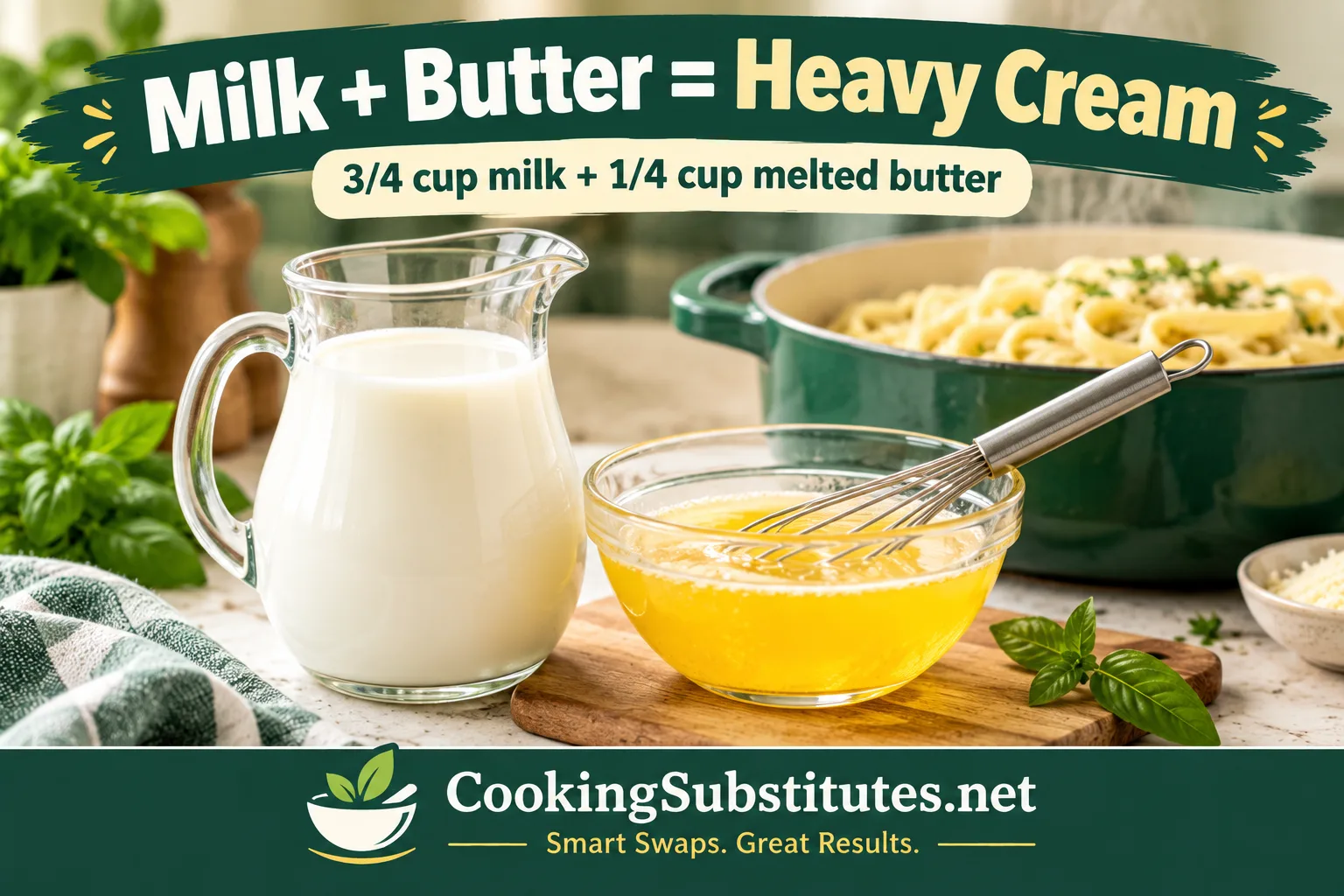 Milk and butter instead of heavy cream — the easiest heavy cream substitute for pasta sauce