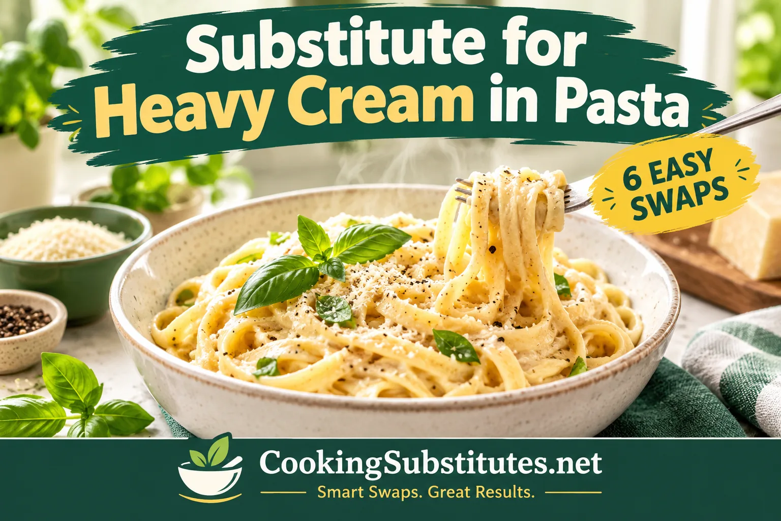 Substitute for heavy cream in pasta — creamy fettuccine made with an easy milk and butter swap