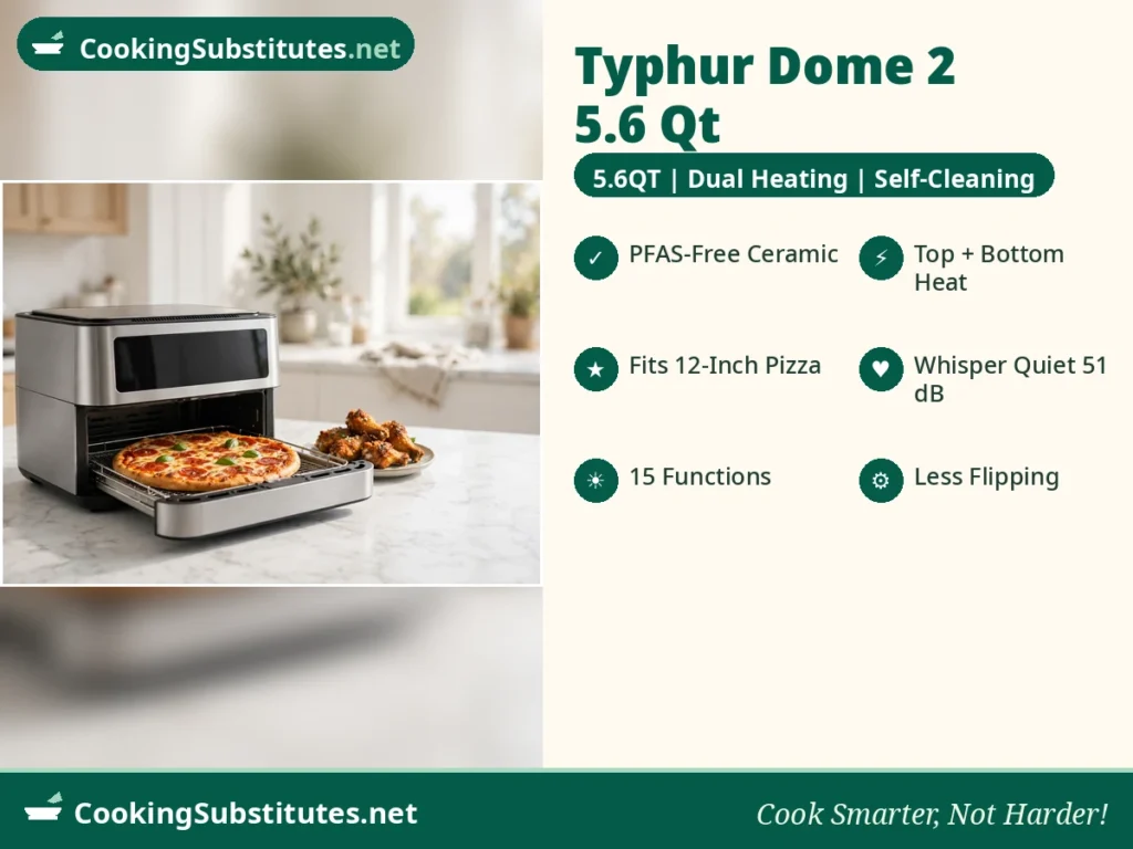 Typhur Dome 2 flat ceramic air fryer cooking a 12-inch pizza without Teflon coating